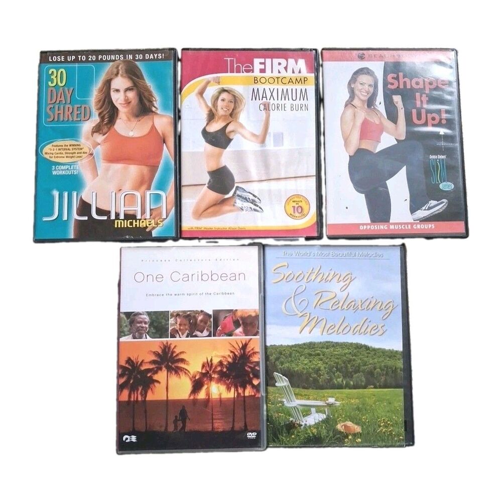 Fitness DVD Lot Jillian Michaels 30 Day Shred The Firm Bootcamp Shape It Up